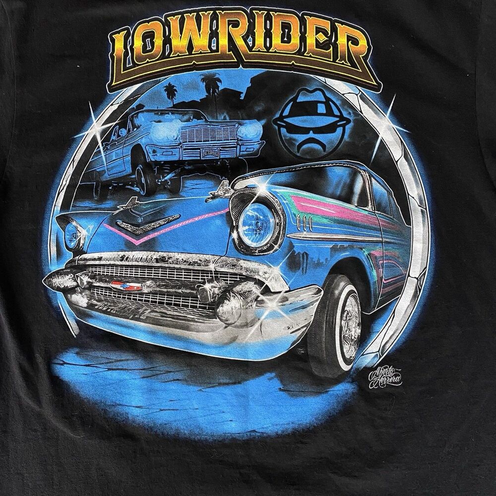 Lowrider Men's Large Black Graphic T-Shirt 57 Chevy Alberto Herrera USA